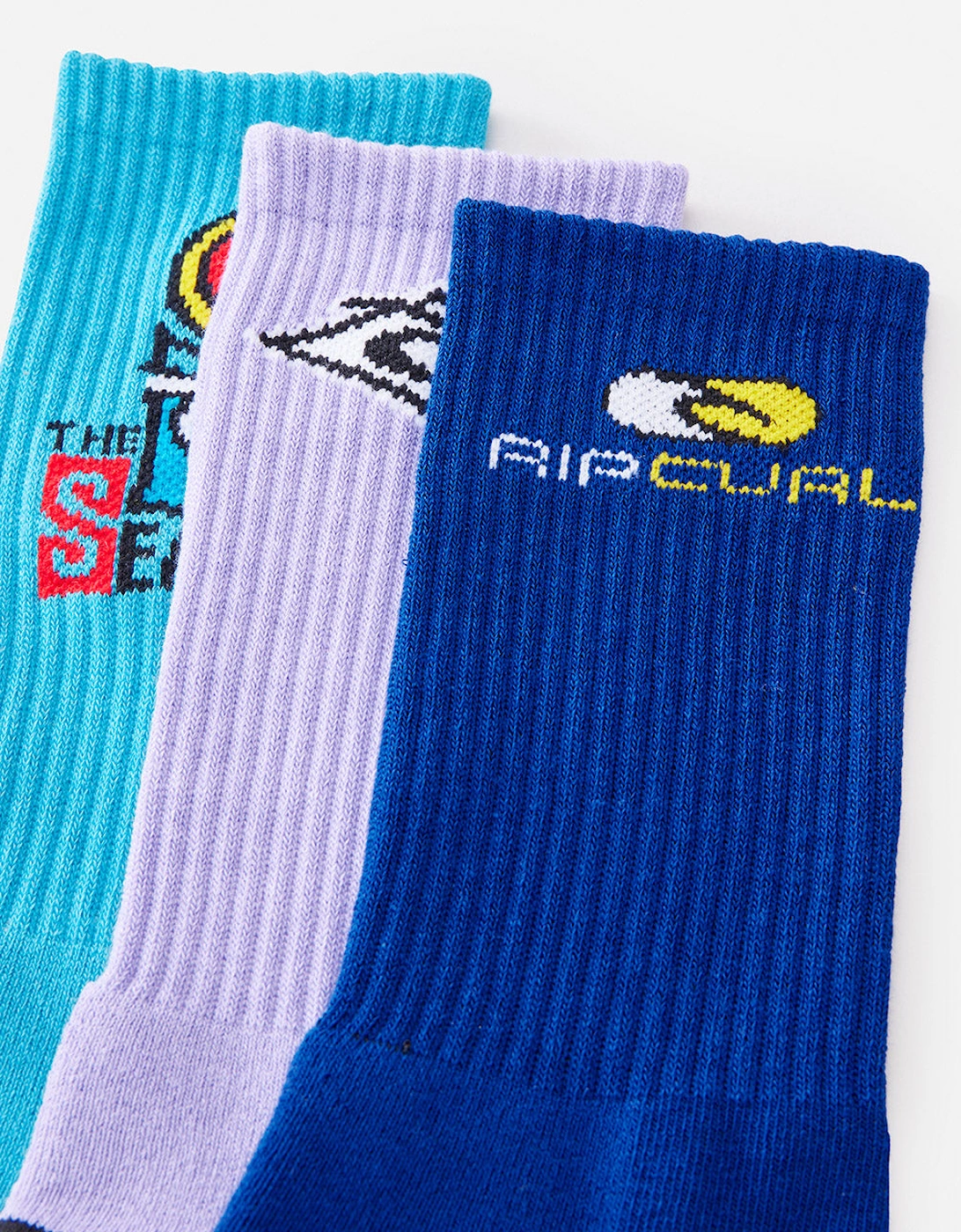 Rip Curl Mens Retro 3 Pack Arch Support Crew Socks - Multico