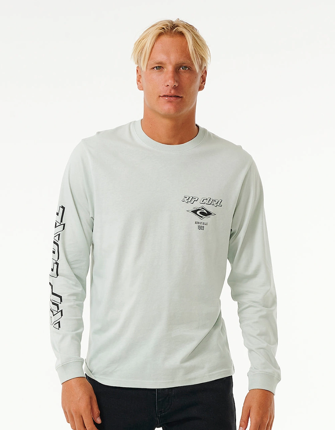 Ripcurl Men's Green Rip Curl Fade Out Icon Long Sleeve T-Shirt - : 38/Regular M