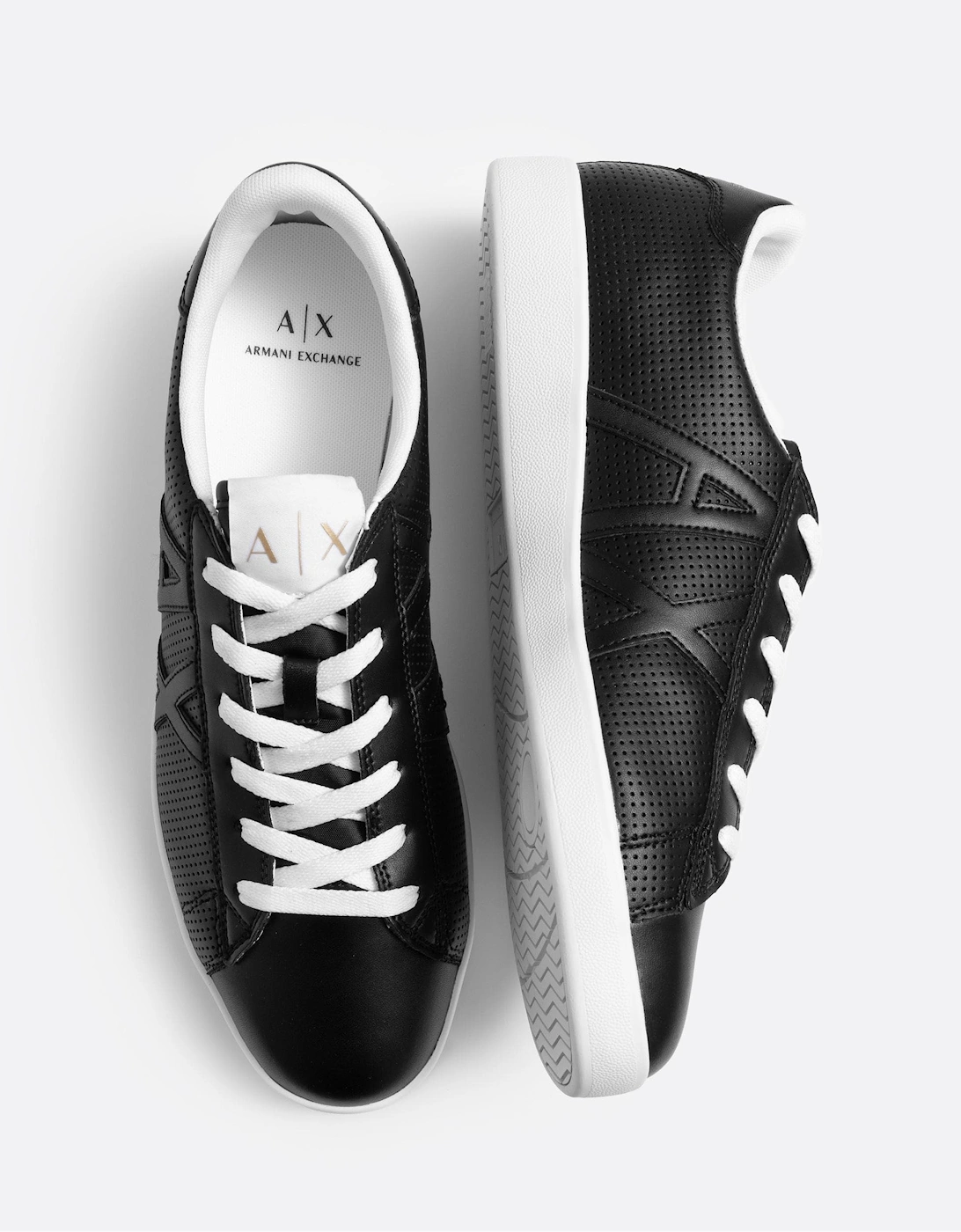 Mens Perforated Leather Sneakers with AX Logo