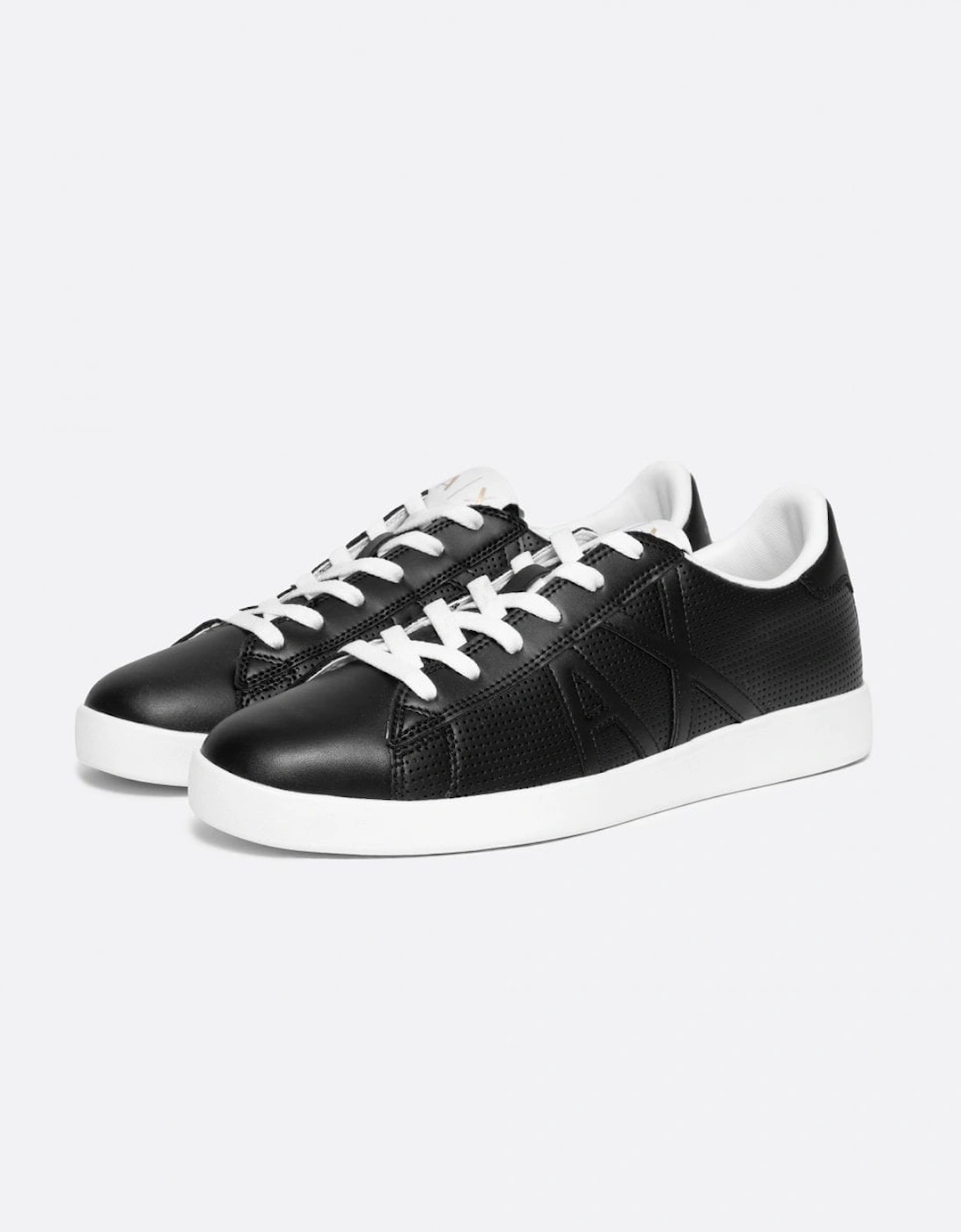Mens Perforated Leather Sneakers with AX Logo, 7 of 6