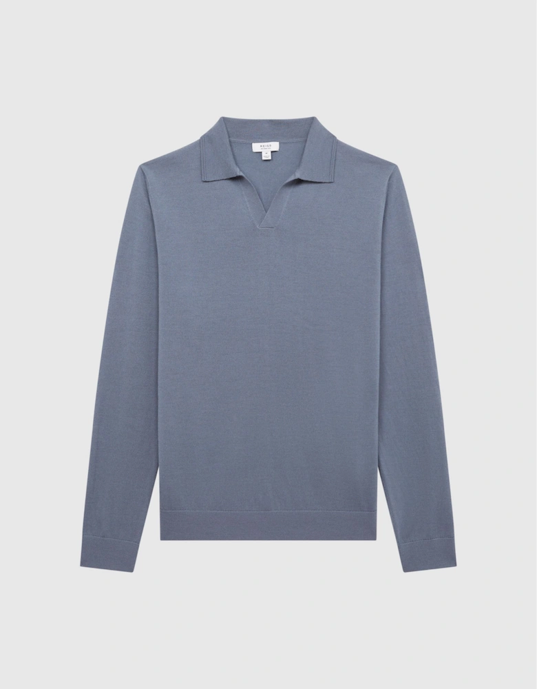 Merino Wool Open Collar Polo Shirt