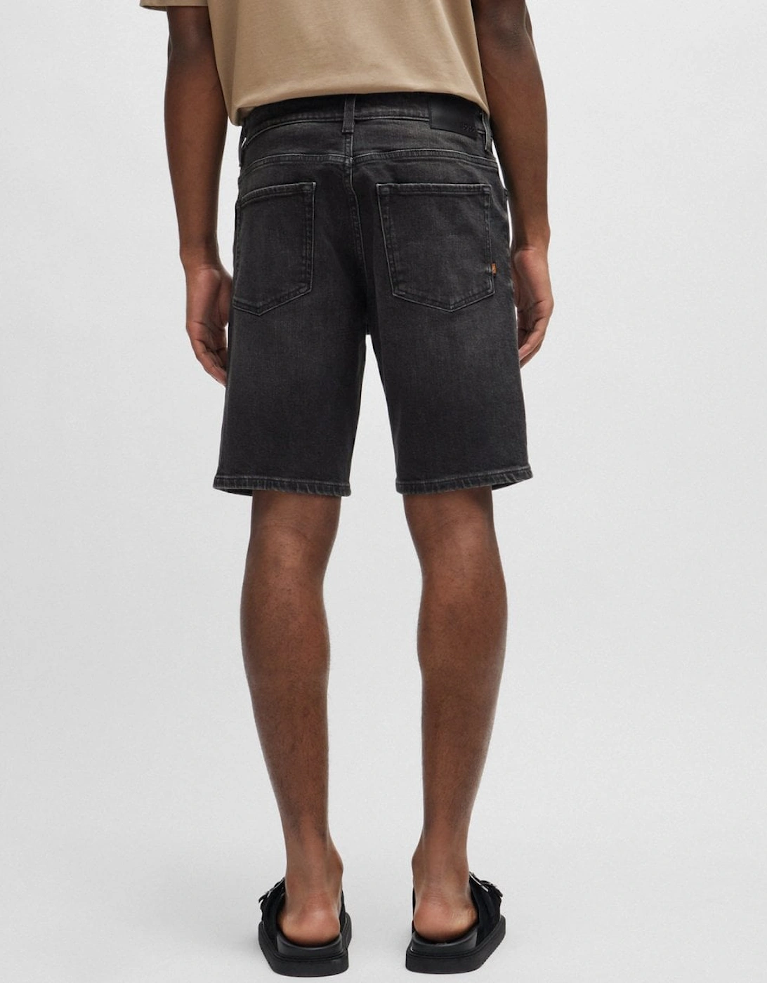 Orange Re.Maine Mens Regular Fit Shorts in Dark Grey Comfort-Stretch Denim