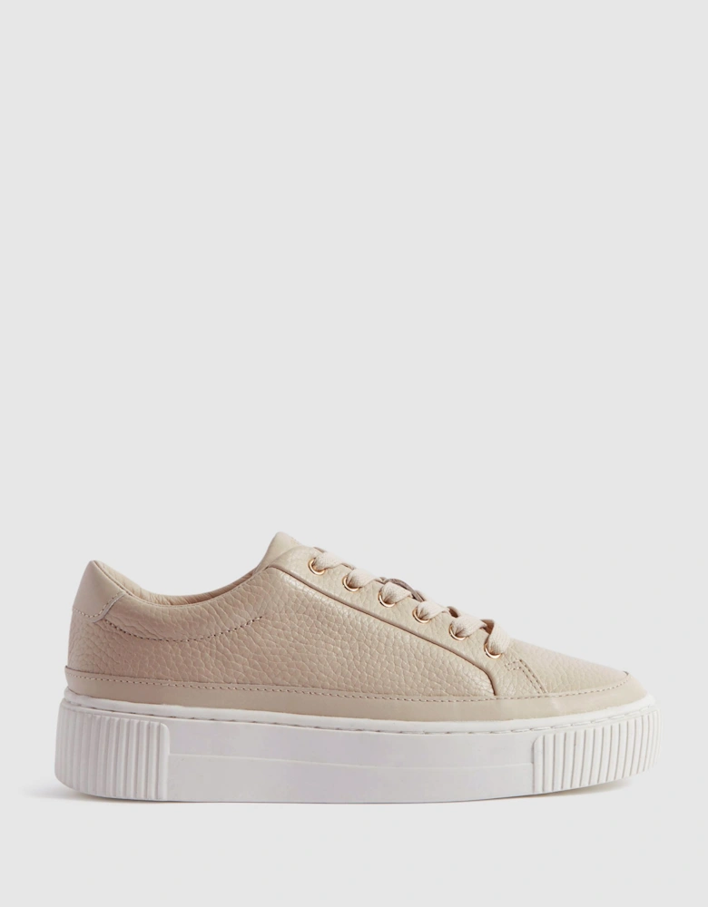 Grained Leather Platform Trainers