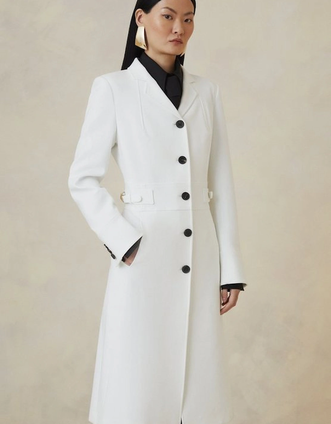 Petite The Founder Compact Stretch Tab Waist Tailored Coat, 4 of 3