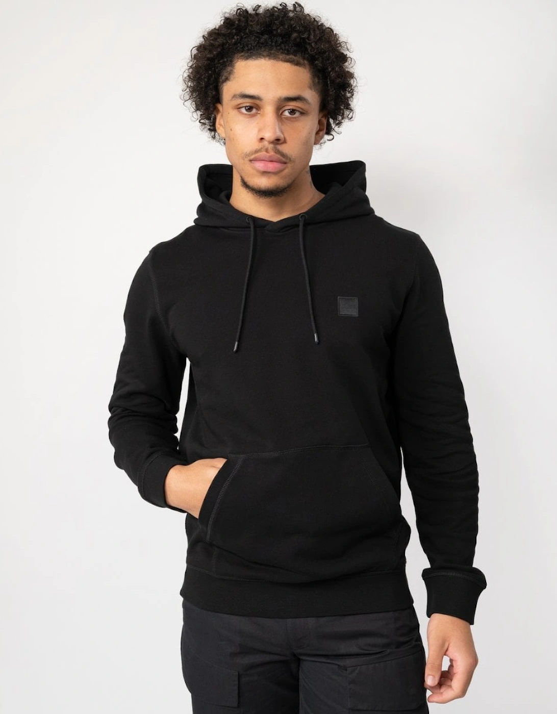Hugo Boss Men's Black Boss Orange Wetalk Pullover Hoodie With Logo Patch Nos - - : 42/Regular Xl