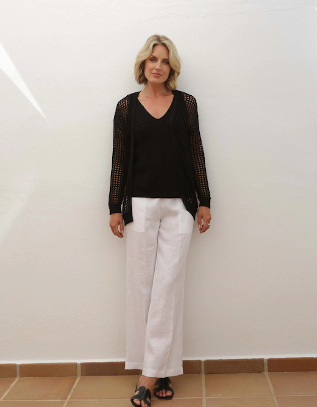Barry Cleaver Linen Trousers White