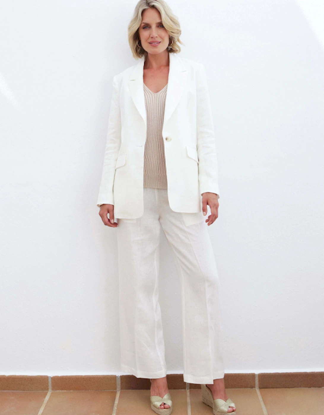 Barry Cleaver Linen Trousers White