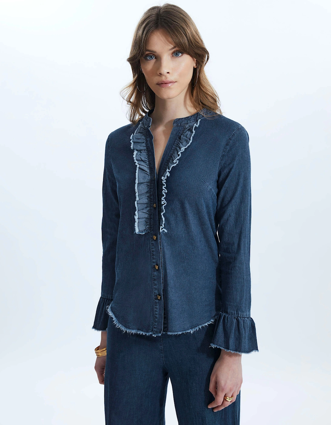 Denim Ruched Shirt, 2 of 1