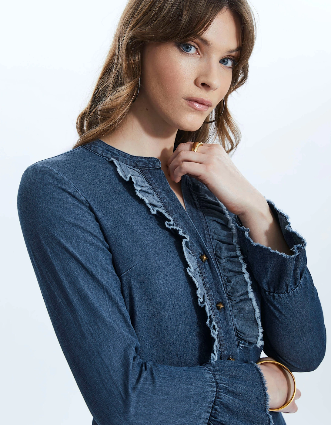 Denim Ruched Shirt