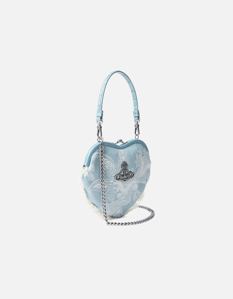 Belle Heart Patent Frame Blue Purse Crossbody