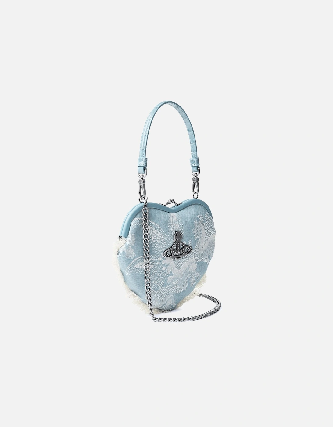 Belle Heart Patent Frame Blue Purse Crossbody