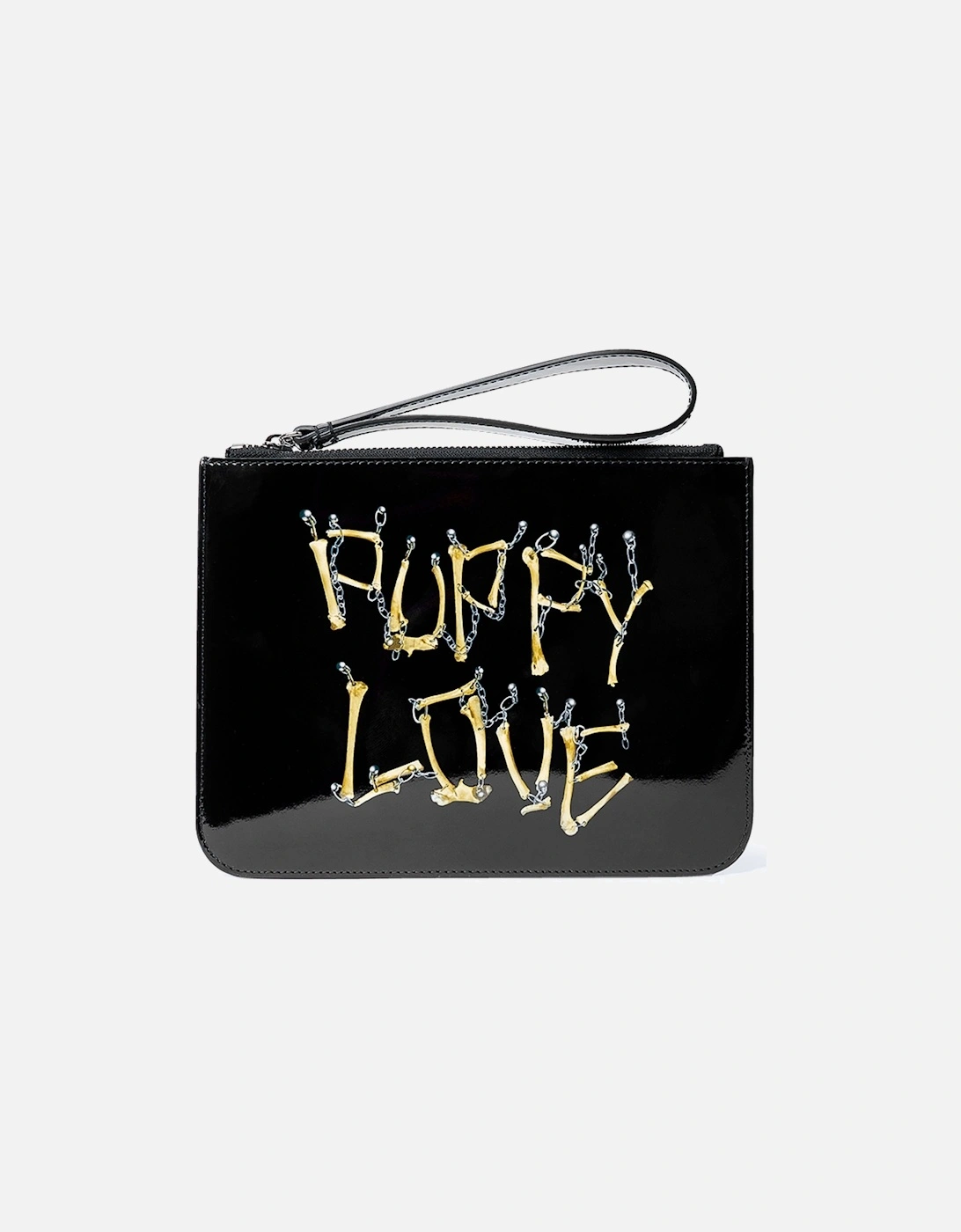 Puppy Love Wristlet Black Patent Clutch Bag, 4 of 3