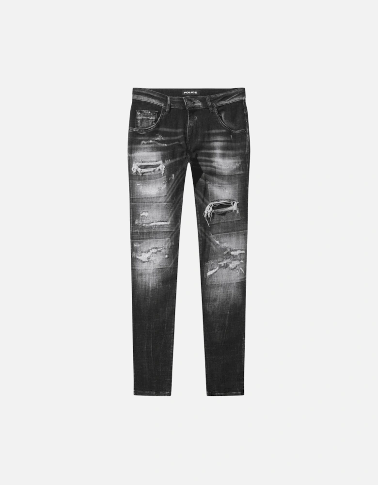 LAT 976 Slim Fit Black Ripped Wash Jeans