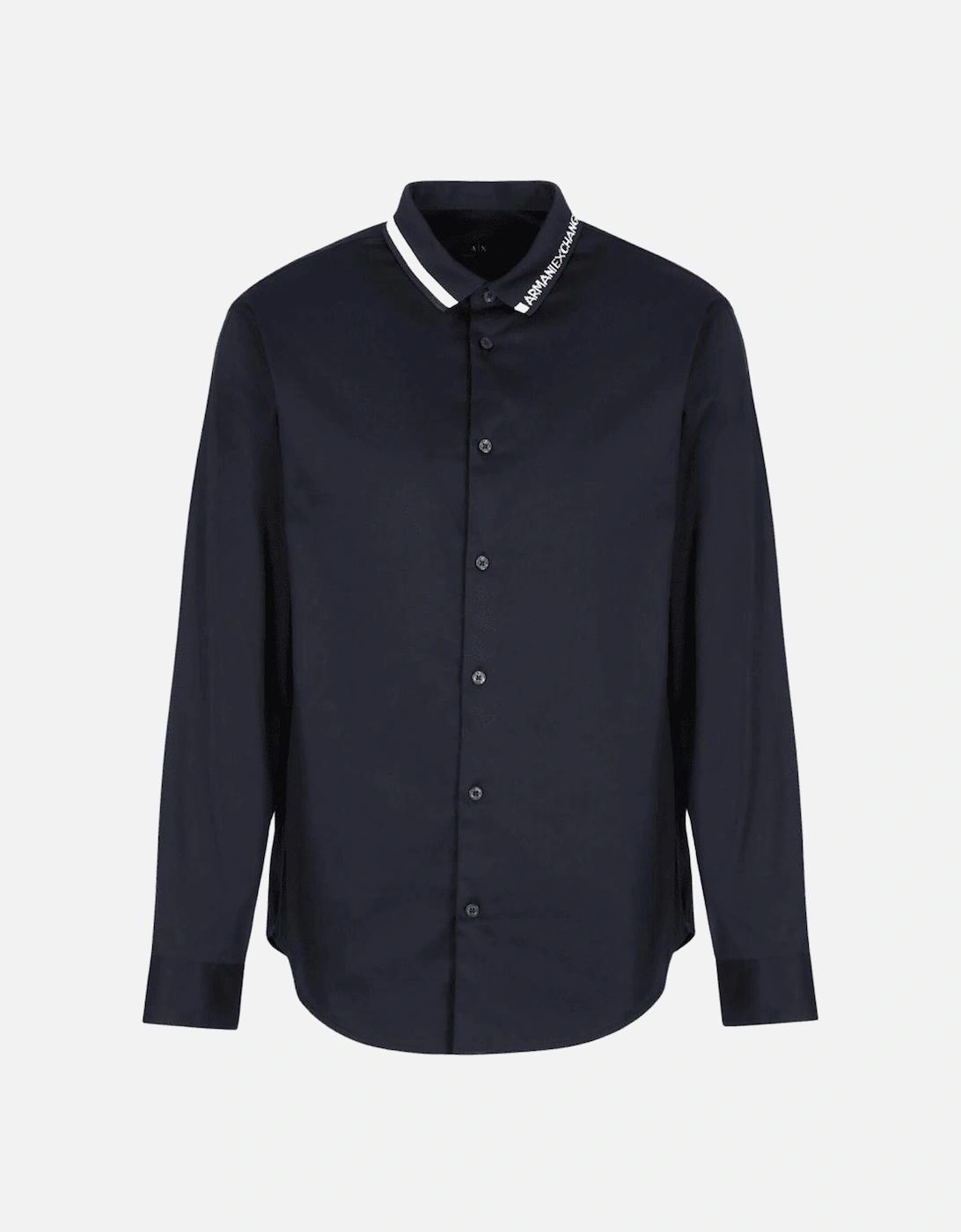 Cotton Collar Logo Navy Blue Casual Shirt, 4 of 3