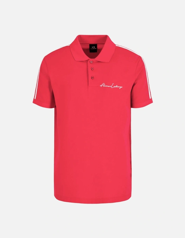 Cotton Signature Logo Red Polo Shirt