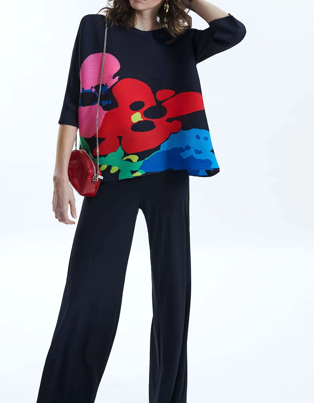 Abstract Print Pleated Top, 6 of 5