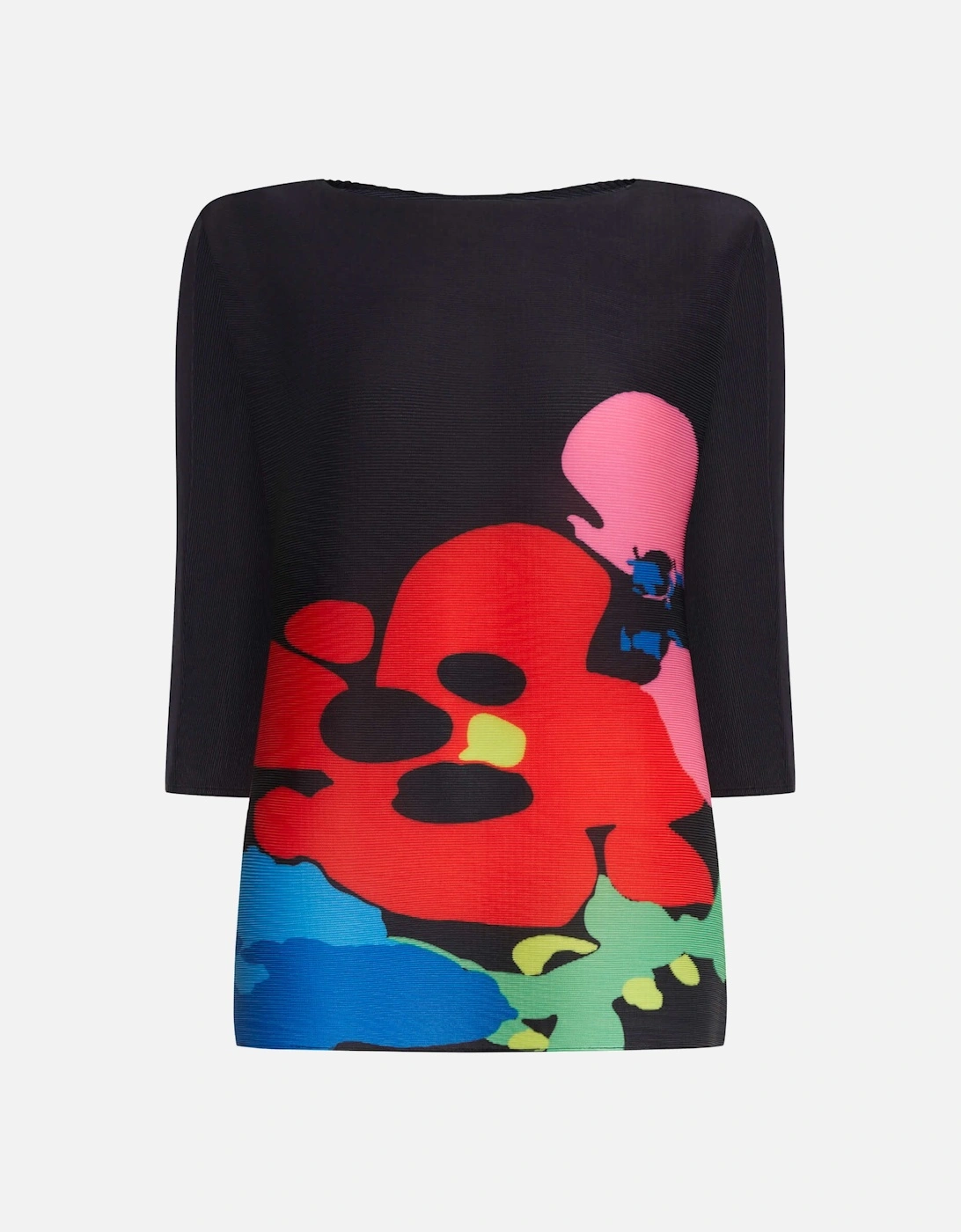 Abstract Print Pleated Top