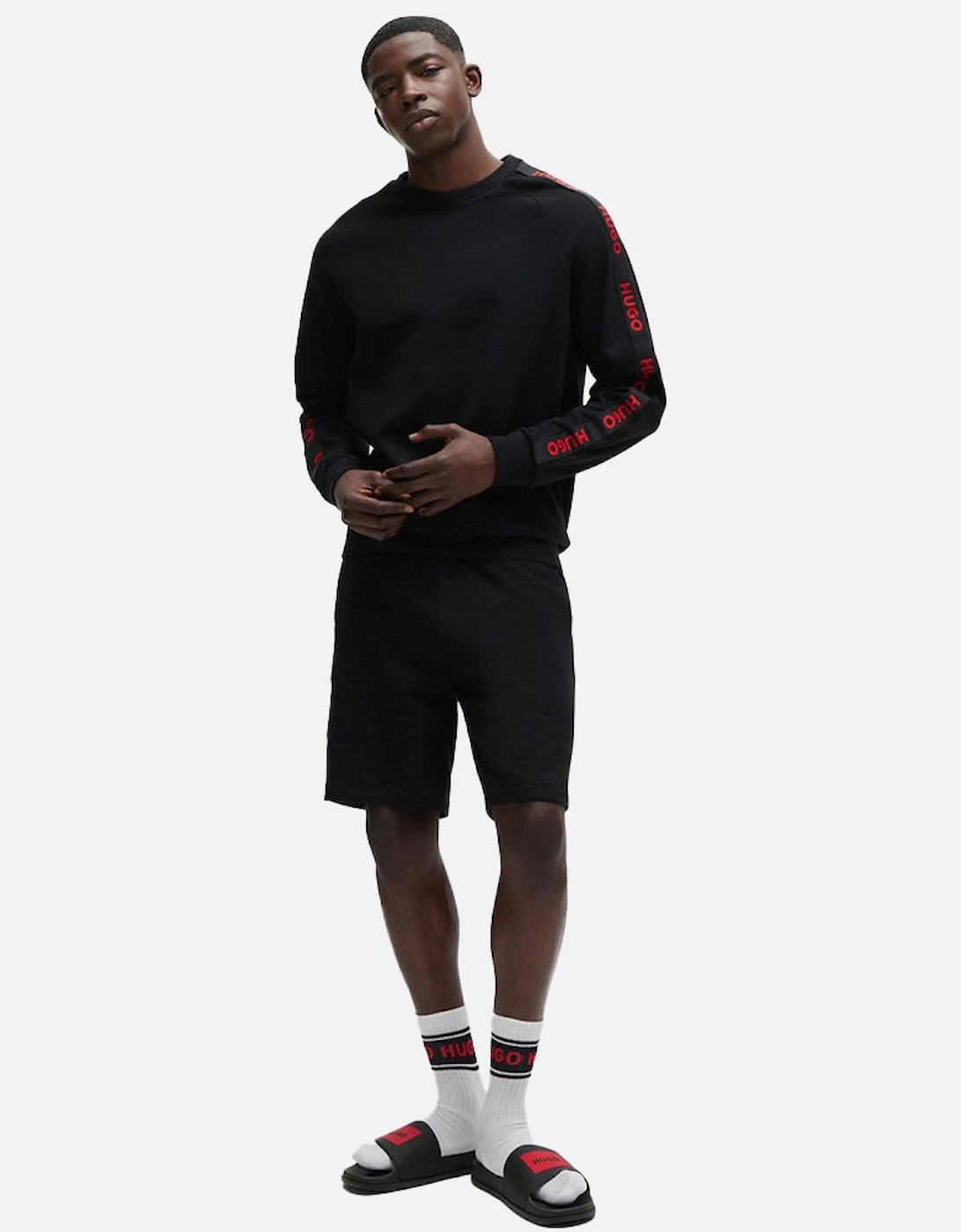 Sporty Logo Jogging Shorts, Black
