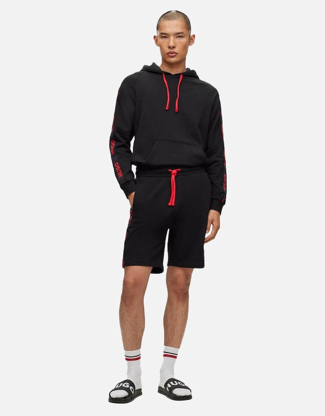 Sporty Logo Jogging Shorts, Black