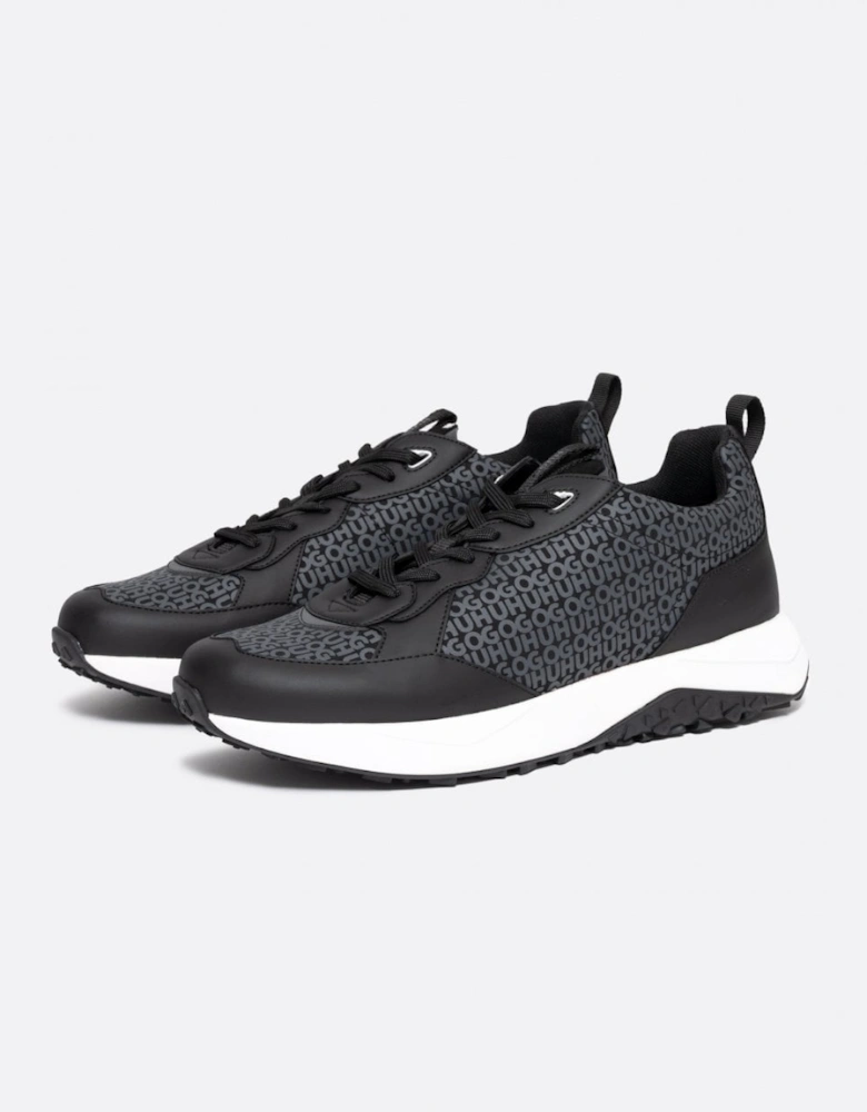 Kane Runn Mens Mixed-Material Trainers with Repeat Logo Details