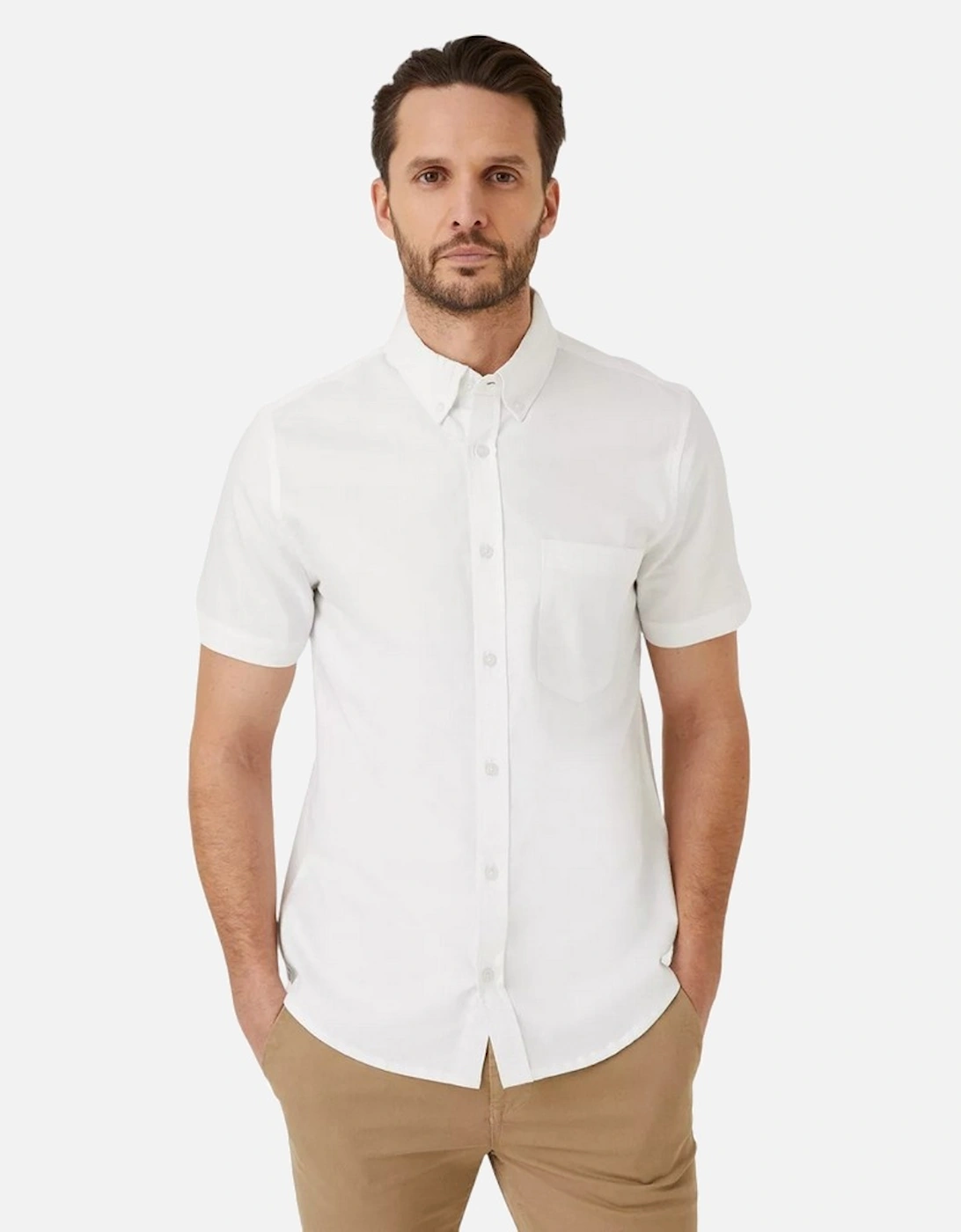 Mens Oxford Slim Short-Sleeved Shirt, 4 of 3