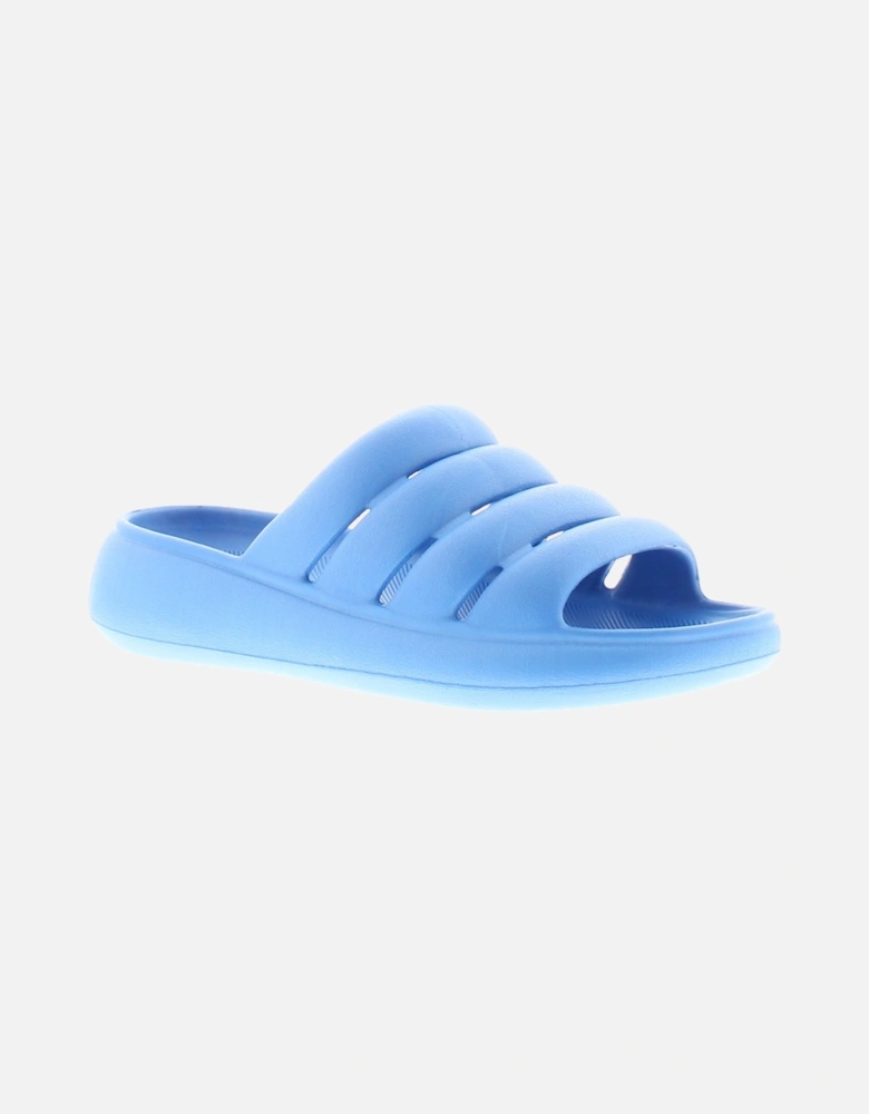 Womens Mule Jelly Sandals Smooth Slip On blue UK Size