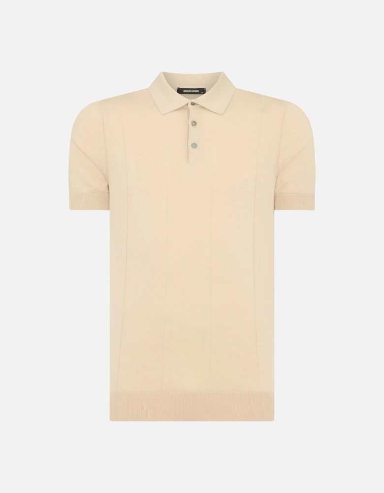 Ribbed Knitted Polo Shirt 91 Stone
