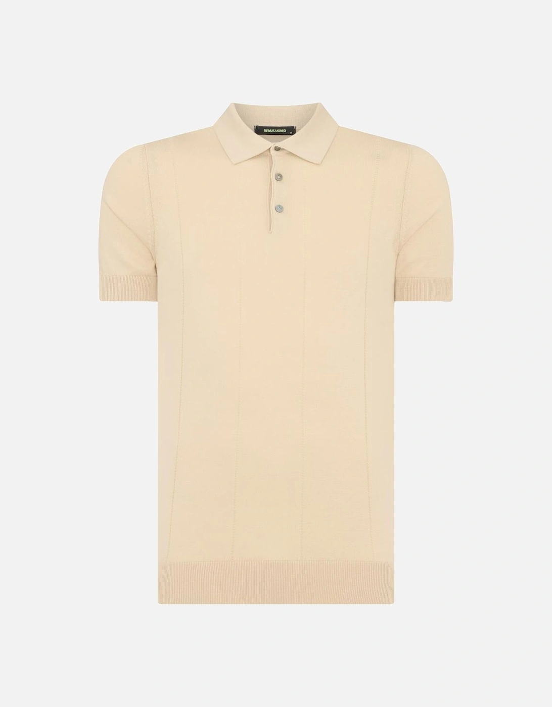 Ribbed Knitted Polo Shirt 91 Stone, 3 of 2