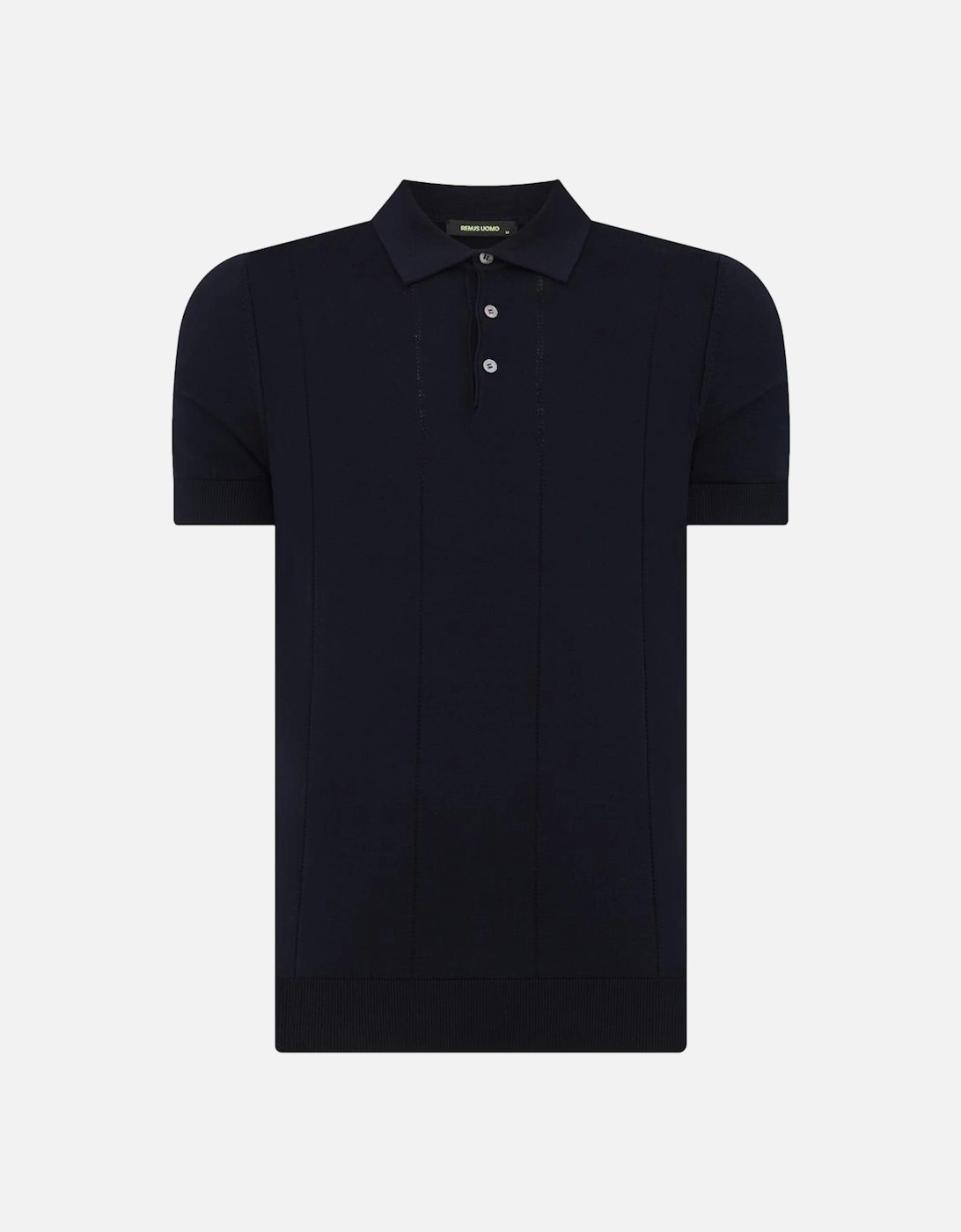 Ribbed Knitted Polo Shirt 78 Navy, 3 of 2