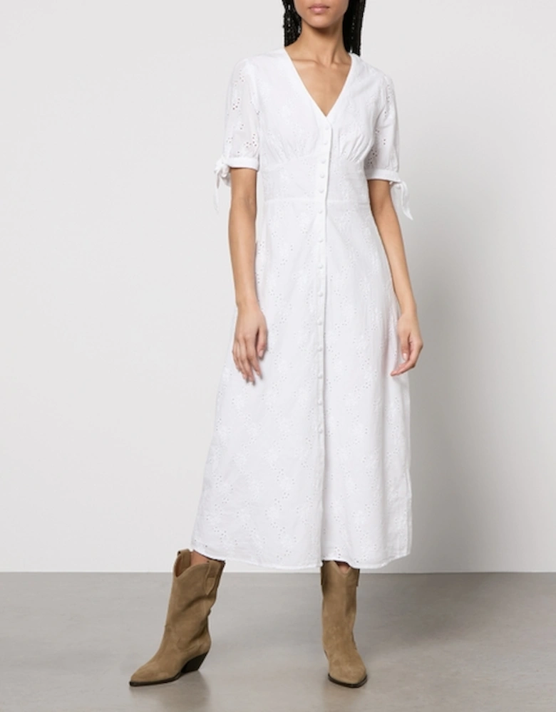 x Happy Place Broderie Anglaise Cotton Alexis Midi Dress