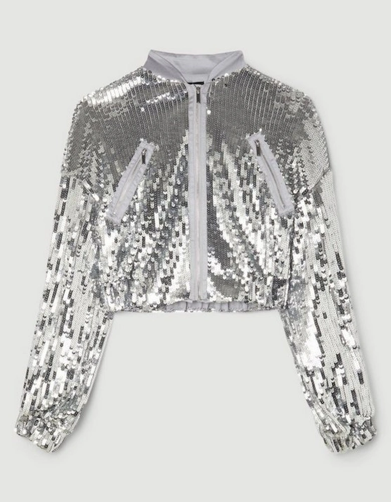 Sequin Woven Bomber Jacket