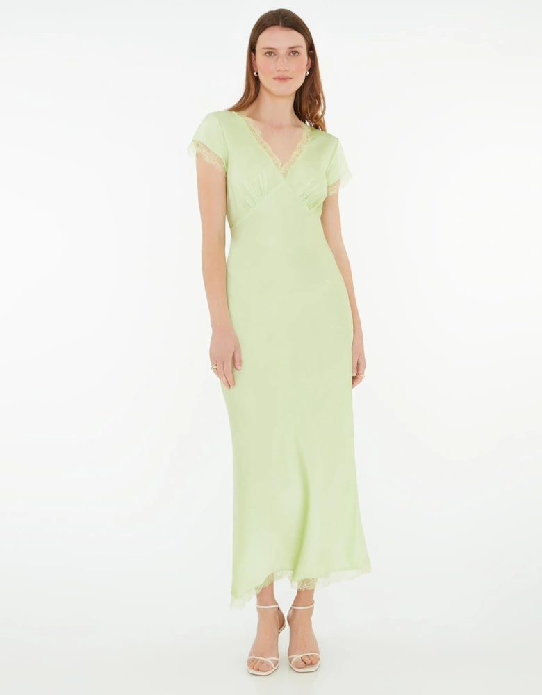 Woolf Sleeved Slip Dress in Green