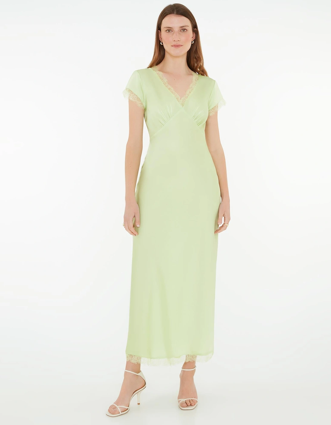 Woolf Sleeved Slip Dress in Green