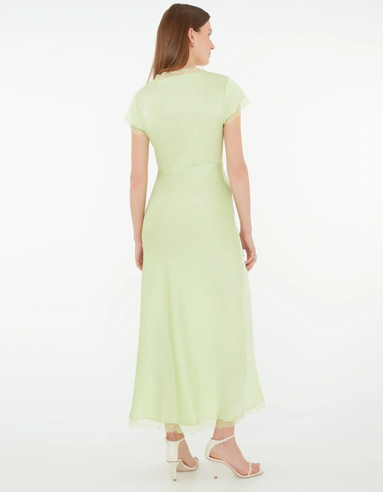 Woolf Sleeved Slip Dress in Green