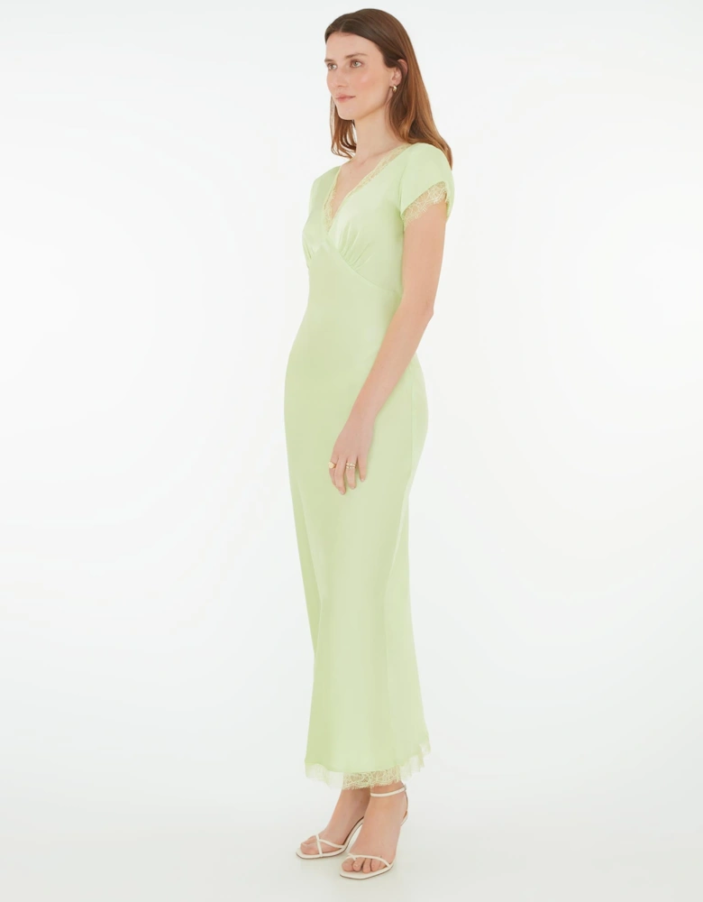 Woolf Sleeved Slip Dress in Green