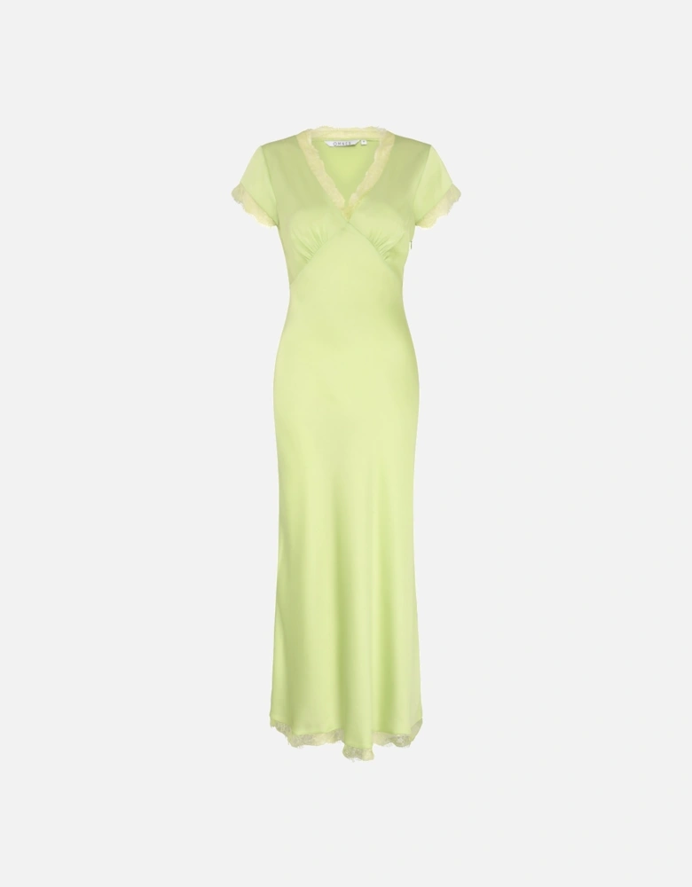 Woolf Sleeved Slip Dress in Green