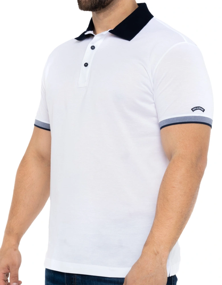 Mens Contrast Collar Polo Shirt (White)