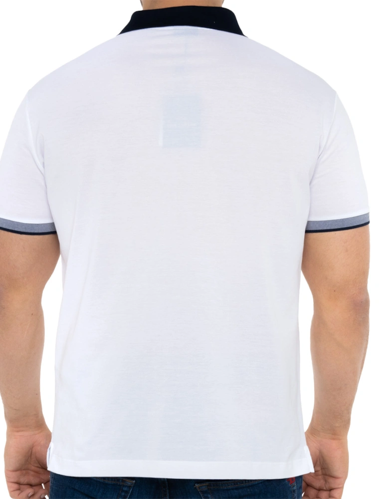 Mens Contrast Collar Polo Shirt (White)