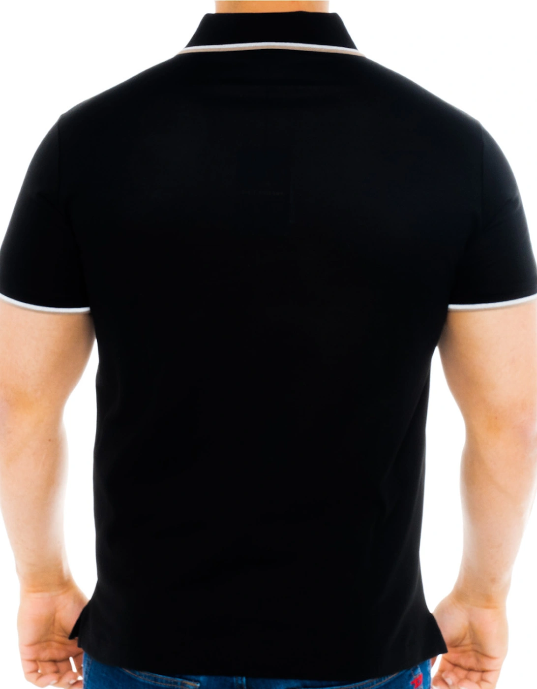 Mens Tipped Collar Reflex Polo Shirt (Black)