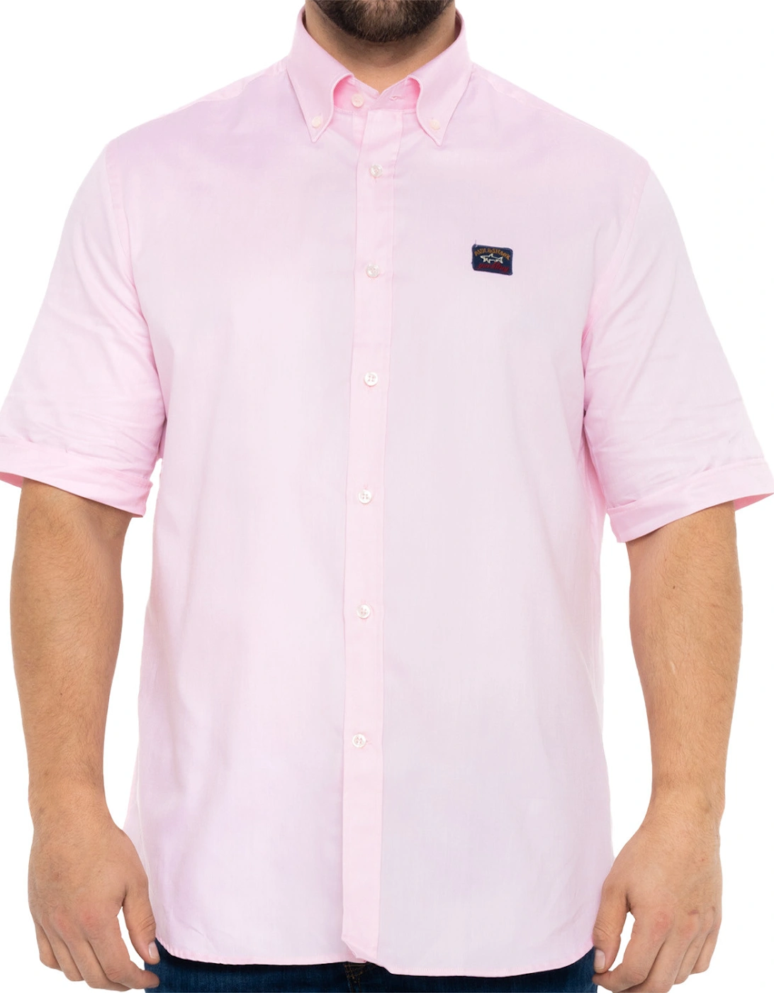 Mens S/S Emb Logo Oxford Shirt (Pink), 8 of 7