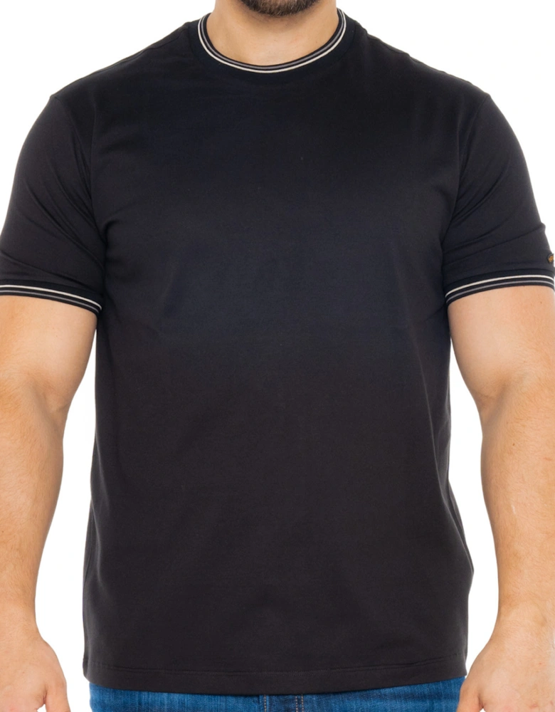 Mens Tipped Neck T-Shirt (Black)