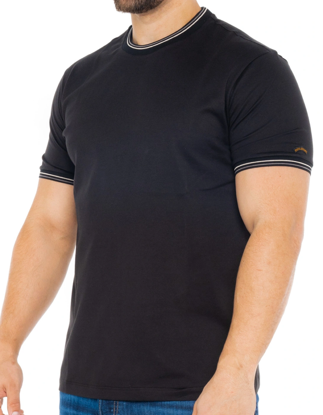 Mens Tipped Neck T-Shirt (Black)