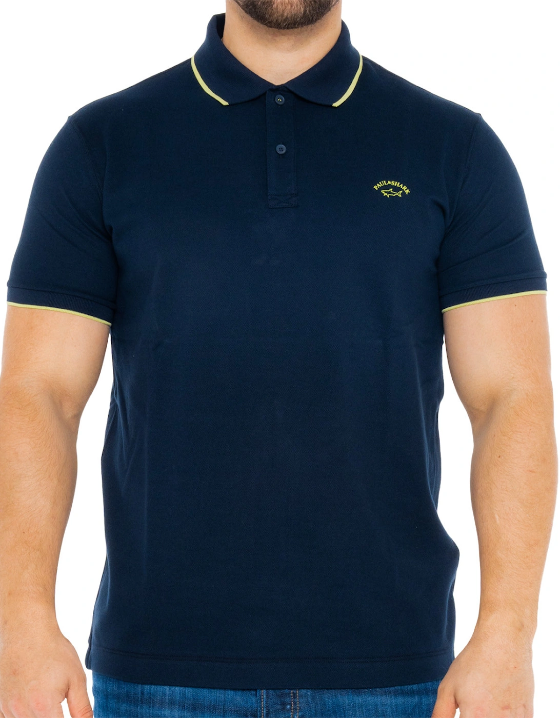 Mens Tipped Collar Polo Shirt (Navy), 8 of 7