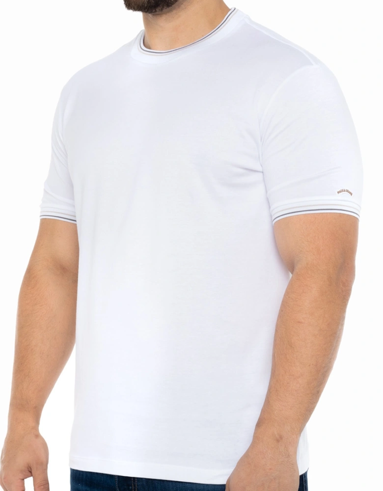 Mens Tipped Neck T-Shirt (White)