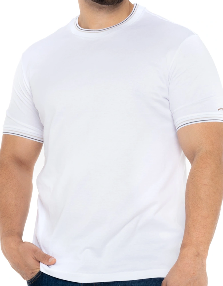 Mens Tipped Neck T-Shirt (White)