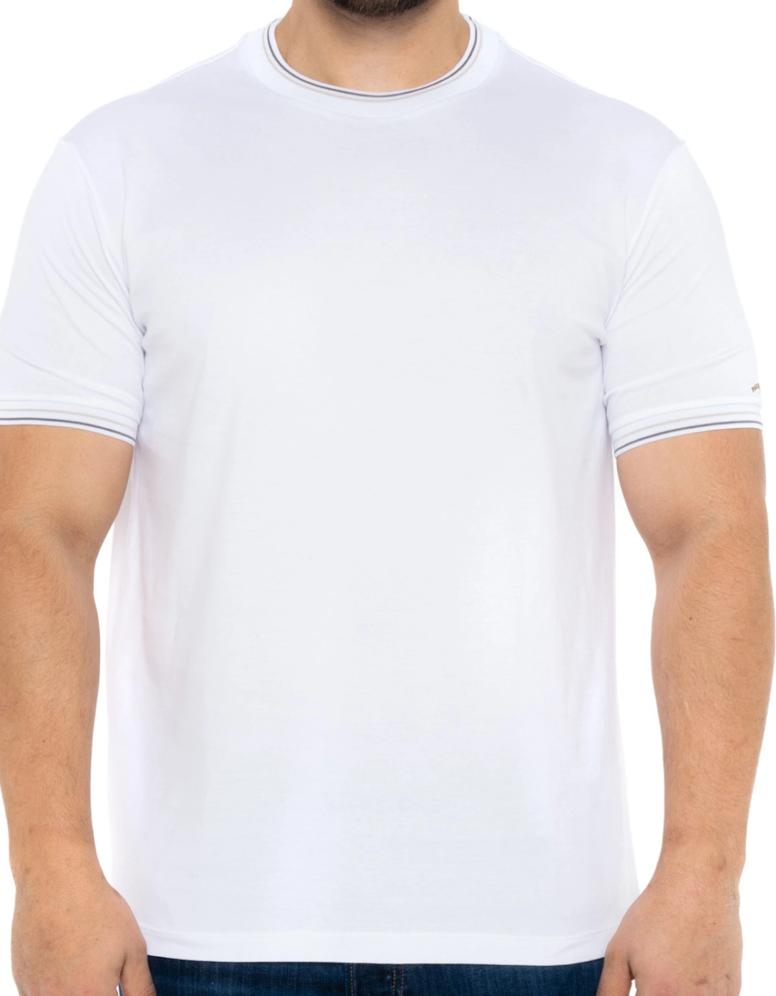 Mens Tipped Neck T-Shirt (White), 8 of 7