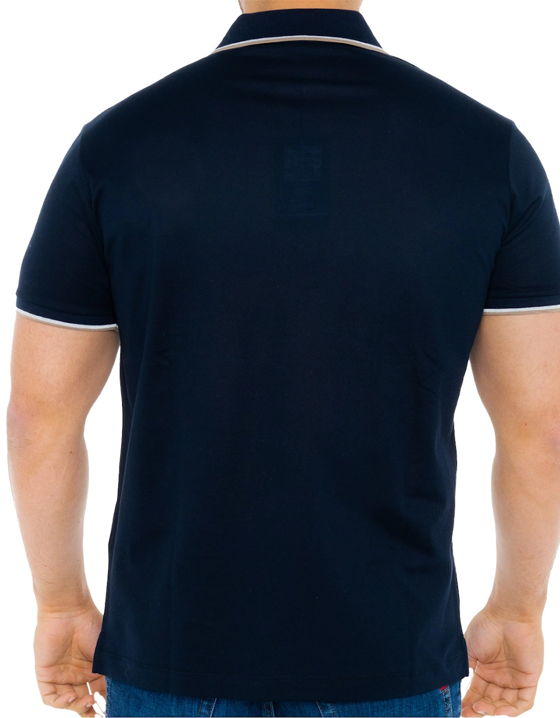 Mens Tipped Collar Reflex Polo Shirt (Navy)