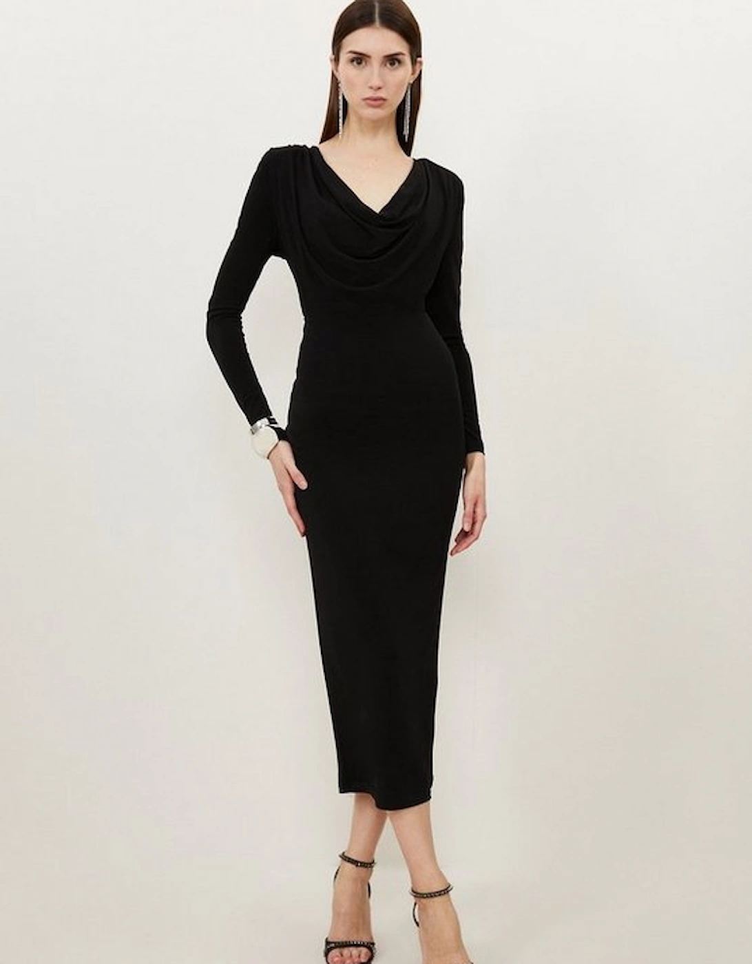 Jersey Crepe Midaxi Cowl Neck Dress, 5 of 4