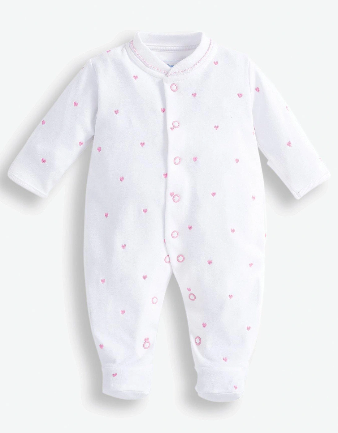 Girls Heart Embroidered Sleepsuit - Pink, 4 of 3