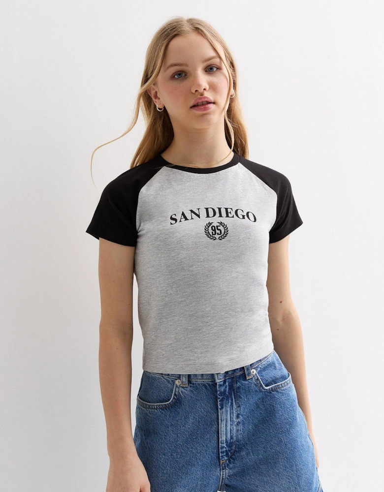 Girls Black San Diego Logo Raglan T-Shirt